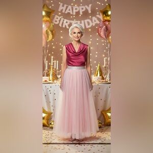 Elegant Pink Tule Maxi Skirt.